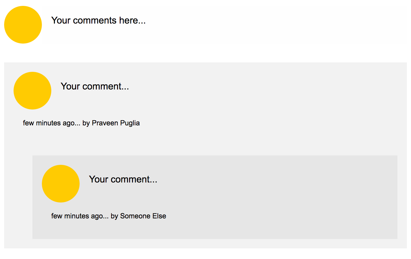 Comments section from a typical blog